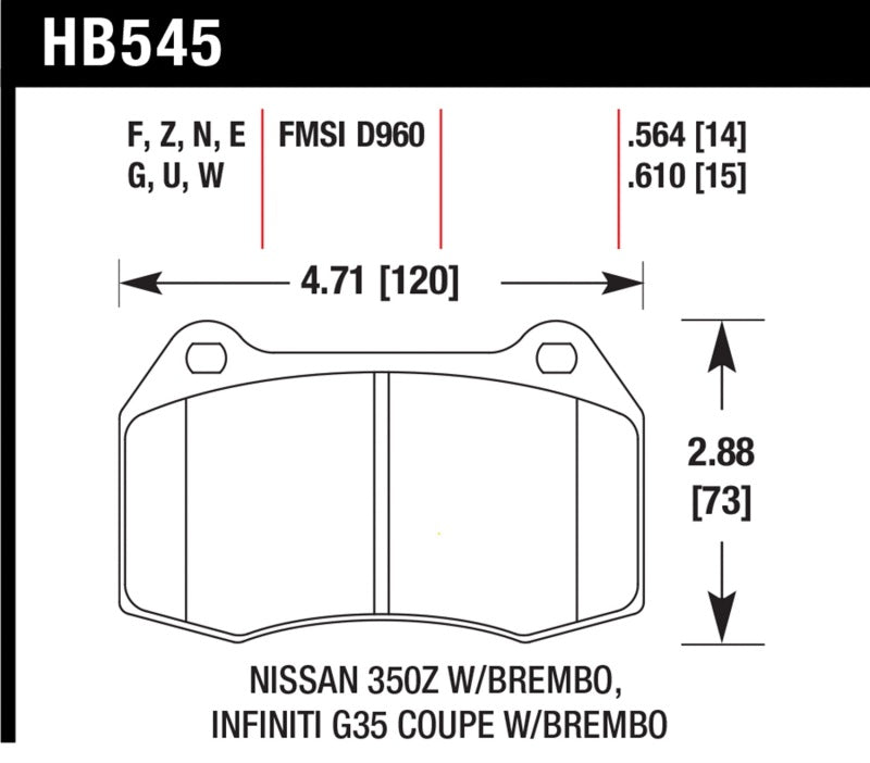 Hawk 03-04 Infiniti G35 / 04-09 Nissan 350z w/ Brembo Brakes DTC-70 Race Front Brake Pads - 2to4wheels