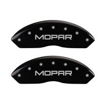 Cargar imagen en el visor de la galería, MGP Front set 2 Caliper Covers Engraved Front MOPAR Black finish silver ch