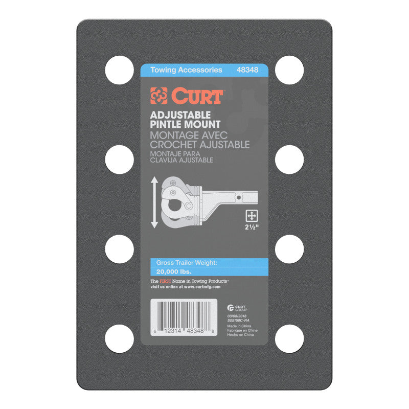 Curt Adjustable Pintle Mount (2-1/2in Shank 20000lbs 7-1/4in High 10-3/4in Long)