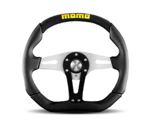 Carica l&#39;immagine nel visualizzatore di Gallery, Momo Trek Steering Wheel 350 mm - Black AirLeather/Brshd Al Spokes