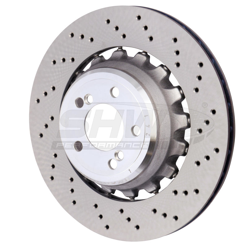 SHW 15-18 BMW X5 M 4.4L Right Rear Cross-Drilled Lightweight Brake Rotor
