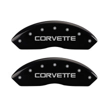 Cargar imagen en el visor de la galería, MGP 4 Caliper Covers Engraved F &amp; R C4/Corvette Black Finish Silver Char 1988 Chevrolet Corvette
