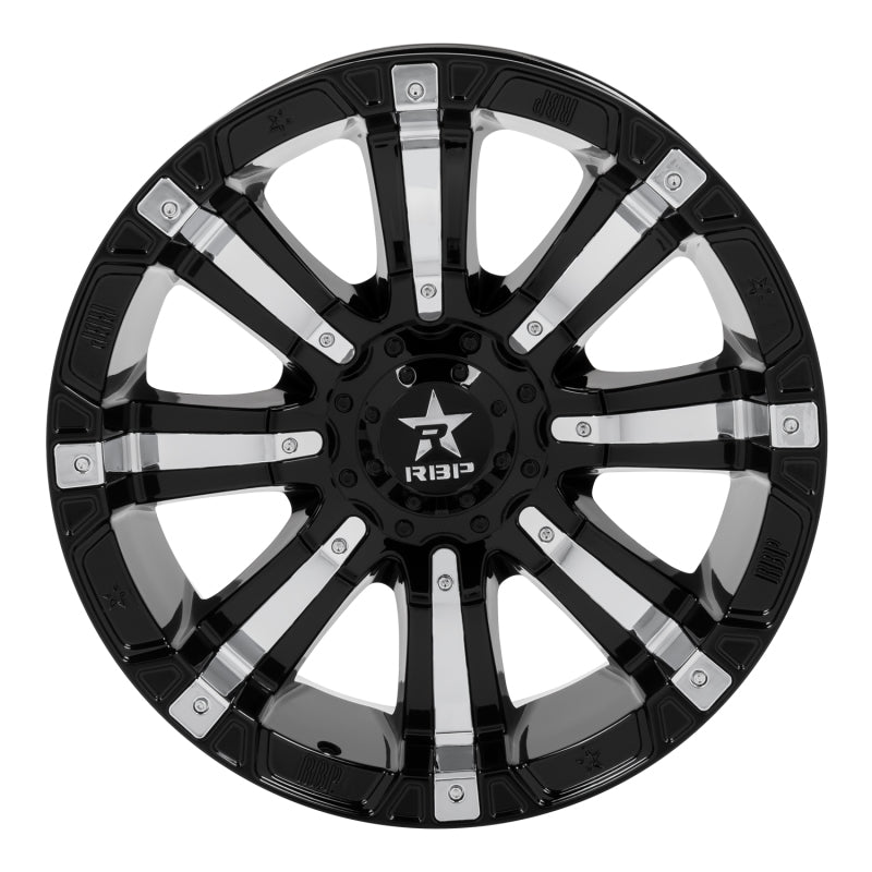 RBP 94R 20x10 5x150 BP / 4.5 BS -25mm Offset 110mm CB (Hub Centric) Black w/Chrome Inserts Wheel