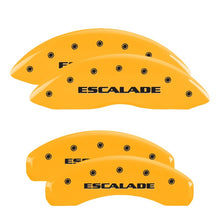 Carica l&#39;immagine nel visualizzatore di Gallery, MGP 4 Caliper Covers Engraved F &amp; R Cursive/Cadillac Yellow Finish Black Char 1998 Cadillac DeVille
