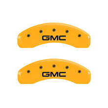 Cargar imagen en el visor de la galería, MGP 4 Caliper Covers Engraved Front &amp; Rear GMC Yellow Finish Black Char 2007 GMC Savana 2500