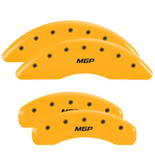 Cargar imagen en el visor de la galería, MGP 4 Caliper Covers Engraved Front &amp; Rear 2019+ Ram 1500 Yellow Finish Silver MGP Logo