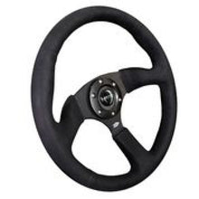 Charger l&#39;image dans la galerie, NRG Reinforced Steering Wheel (350mm / 2.5in. Deep)Blk Alcantara Comfort Grip w/4mm Matte Blk Spokes