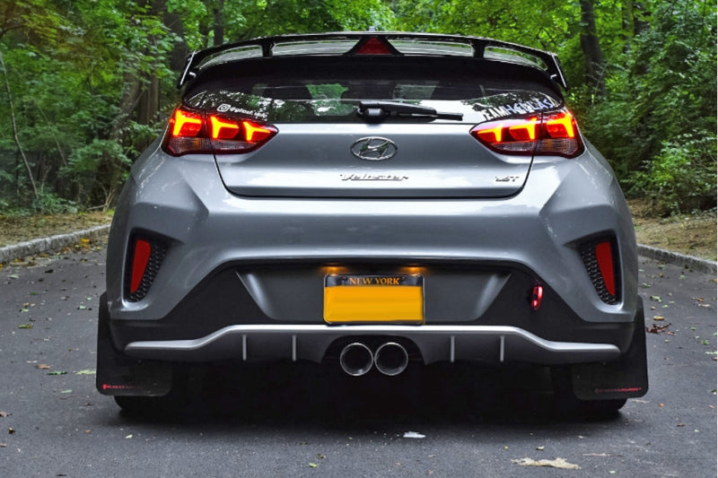 Rally Armor 2019+ Hyundai Veloster Turbo R-Spec UR White Mud Flap w/ Black Logo - 2to4wheels