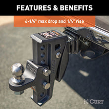 Carica l&#39;immagine nel visualizzatore di Gallery, Curt Rebellion XD Adjustable Cushion Hitch Ball Mount (2in Shank 15000lbs 6-1/4in Drop)