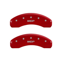 Cargar imagen en el visor de la galería, MGP 4 Caliper Covers Engraved Front &amp; Rear MGP Red Finish Silver Characters 2016 Chevrolet SS