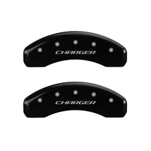 Carica l&#39;immagine nel visualizzatore di Gallery, MGP 4 Caliper Covers Engraved Front &amp; Rear Block/Charger Black finish silver ch