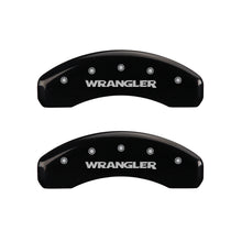 Charger l&#39;image dans la galerie, MGP 4 Caliper Covers Engraved Front &amp; Rear WRANGLER Black finish silver ch