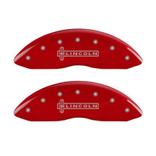 Cargar imagen en el visor de la galería, MGP 4 Caliper Covers Engraved Front Lincoln Engraved Rear Star logo Red finish silver ch