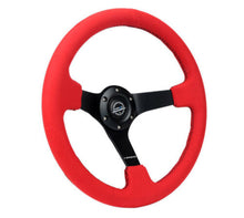 गैलरी व्यूवर में इमेज लोड करें, NRG Reinforced Steering Wheel (350mm/3in. Deep) Matte Black Spoke/ Red Alcantara w/ Black Stitching - 2to4wheels