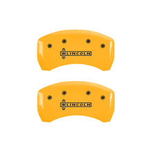 Carica l&#39;immagine nel visualizzatore di Gallery, MGP 4 Caliper Covers Engraved Front &amp; Rear Lincoln Yellow finish black ch