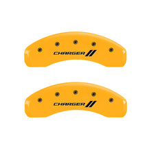 Charger l&#39;image dans la galerie, MGP 4 Caliper Covers Engraved Front &amp; Rear With stripes/Charger Yellow finish black ch