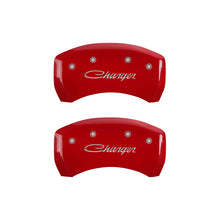 Charger l&#39;image dans la galerie, MGP 4 Caliper Covers Engraved Front &amp; Rear Cursive/Charger Yellow finish black ch