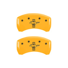 Load image into Gallery viewer, MGP Rear set 2 Caliper Covers Engraved Rear GT350 Shelby &amp; Cobra Yellow finish black ch
