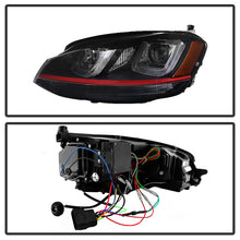 Charger l&#39;image dans la galerie, Spyder Volkswagen Golf VII 14-16 Projector Headlights DRL LED Red Stripe Blk PRO-YD-VG15-RED-DRL-BK