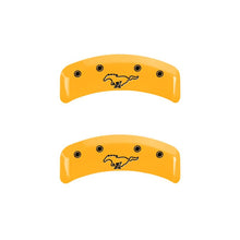 Charger l&#39;image dans la galerie, MGP 4 Caliper Covers Engraved Front Mustang Rear Pony Yellow Finish Black Char 2004 Ford Mustang