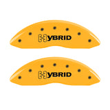 MGP 4 Caliper Covers Engraved F & R GM Style Yellow Finish Black Char 2005 Chevy Silverado 1500