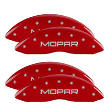Laden Sie das Bild in den Galerie-Viewer, MGP 4 Caliper Covers Engraved Front &amp; Rear MOPAR Red finish silver ch