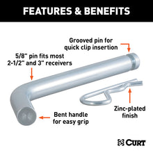 Carica l&#39;immagine nel visualizzatore di Gallery, Curt Heavy-Duty 5/8in Hitch Pin w/Groove (2-1/2in or 3in Receiver Zinc)