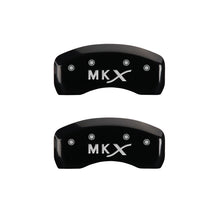 Cargar imagen en el visor de la galería, MGP 4 Caliper Covers Engraved Front Lincoln Engraved Rear MKX Black finish silver ch