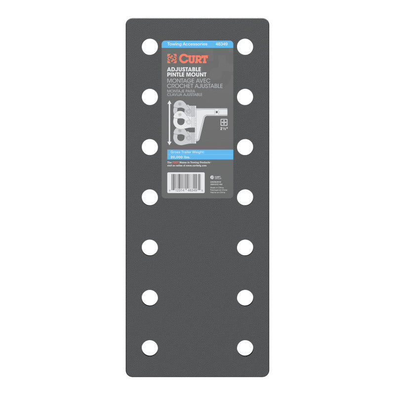 Curt Adjustable Pintle Mount (2-1/2in Shank 20000lbs 12-1/2in High 10-3/4in Long)