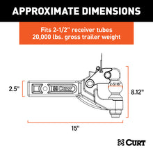 Carica l&#39;immagine nel visualizzatore di Gallery, Curt Receiver-Mount Ball &amp; Pintle Combo (2-1/2in Shank 2-5/16in Ball 20000lbs)
