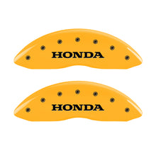 Cargar imagen en el visor de la galería, MGP 4 Caliper Covers Engraved Front Honda Engraved Rear Pilot/2015 Yellow finish black ch