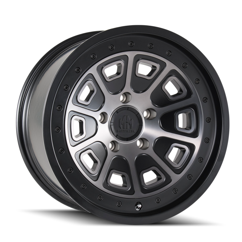 Mayhem 8301 Flat Iron 17x9 / 5x127 BP / -12mm Offset / 78.1mm Hub Matte Black w/ Dark Tint Wheel