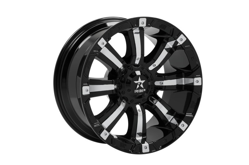 RBP 94R 20x10 5x150 BP / 4.5 BS -25mm Offset 110mm CB (Hub Centric) Black w/Chrome Inserts Wheel