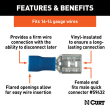 Carica l&#39;immagine nel visualizzatore di Gallery, Curt Female Quick Connectors (16-14 Wire Gauge 100-Pack)