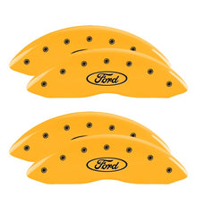 Carica l&#39;immagine nel visualizzatore di Gallery, MGP 4 Caliper Covers Engraved F &amp; R Ford Logo Yellow Finish Black Char 2006 Ford F-350 Super Duty