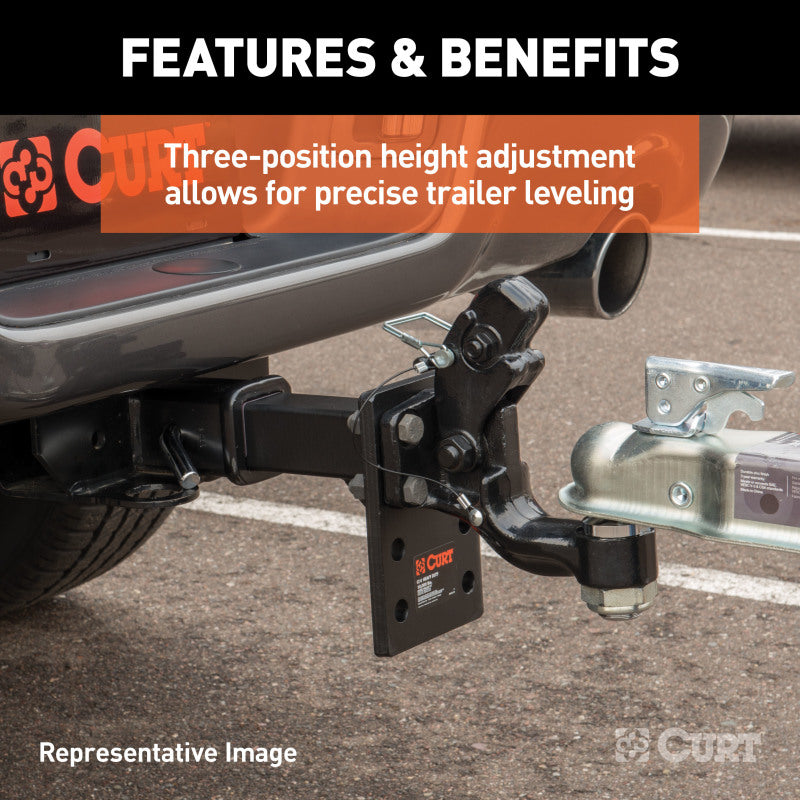 Curt Adjustable Pintle Mount (2-1/2in Shank 18000lbs 7in High 8in Long)