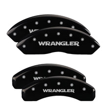 Charger l&#39;image dans la galerie, MGP 4 Caliper Covers Engraved Front &amp; Rear WRANGLER Black finish silver ch
