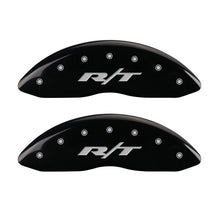 Laden Sie das Bild in den Galerie-Viewer, MGP 4 Caliper Covers Engraved Front &amp; Rear RT1-Truck Black finish silver ch