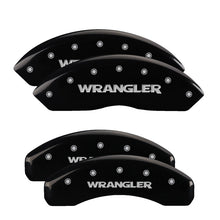 Charger l&#39;image dans la galerie, MGP 4 Caliper Covers Engraved Front &amp; Rear Wrangler Black Finish Silver Char 2018 Jeep Wrangler
