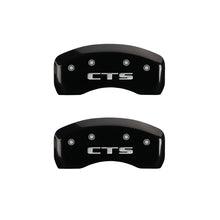 Cargar imagen en el visor de la galería, MGP 4 Caliper Covers Engraved Front Cursive/Cadillac Engraved Rear CTS Black finish silver ch