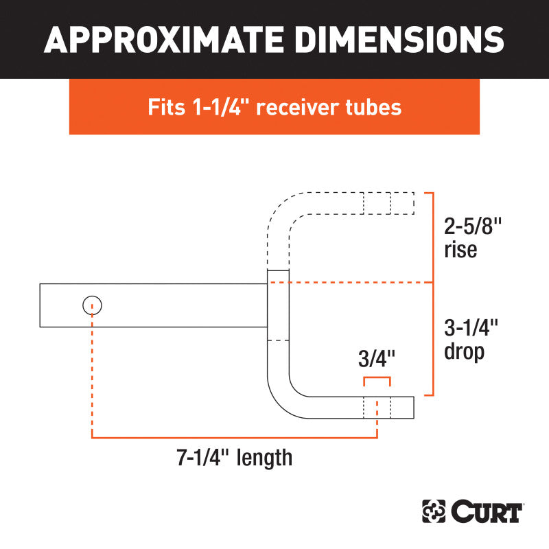 Curt Class 1 Ball Mount (1-1/4in Shank 2000lbs 3-1/4in Drop 7-1/4in Long)