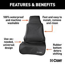 Carica l&#39;immagine nel visualizzatore di Gallery, Curt Seat Defender 58in x 23in Removable Waterproof Black Bucket Seat Cover
