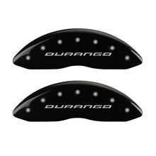 Cargar imagen en el visor de la galería, MGP 4 Caliper Covers Engraved Front &amp; Rear With out stripes/Durango Black finish silver ch