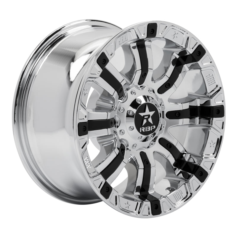 RBP 94R 18x9.0 6x135/139.7 BP / 5.5 BS / 10mm Offset 87mm CB Chrome w/Black Inserts Wheel