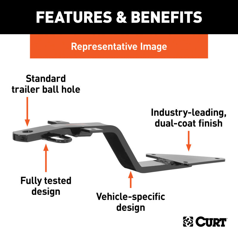 Curt 95-01 Chevrolet Geo Hatchback Class 1 Fixed-Tongue Trailer Hitch w/3/4in Trailer Ball Hole