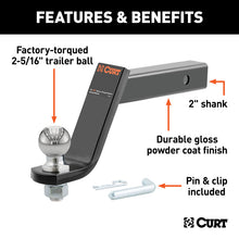 Carica l&#39;immagine nel visualizzatore di Gallery, Curt Loaded Ball Mount w/2-5/16in Ball (2in Shank 7500lbs 6in Drop)