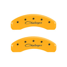 Charger l&#39;image dans la galerie, MGP 4 Caliper Covers Engraved Front &amp; Rear Cursive/Challenger Yellow finish black ch