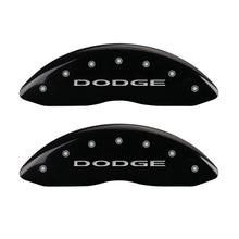 Cargar imagen en el visor de la galería, MGP 4 Caliper Covers Engraved Front &amp; Rear With out stripes/Dodge Black finish silver ch