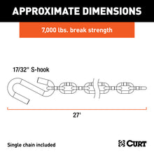 Load image into Gallery viewer, Curt 27in Safety Chain w/1 S-Hook (7000lbs Clear Zinc)