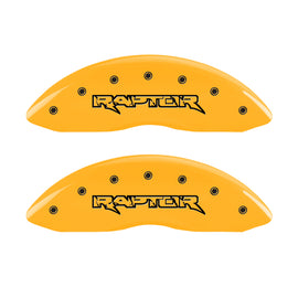 MGP 4 Caliper Covers Engraved Front & Rear Raptor Yellow finish black ch